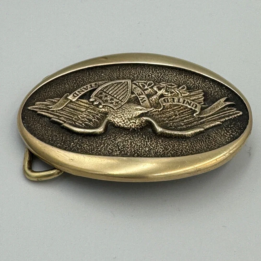 Vintage 1976 Heritage‎ Mint Ltd Solid Brass American Eagle Belt Buckle Patriotic